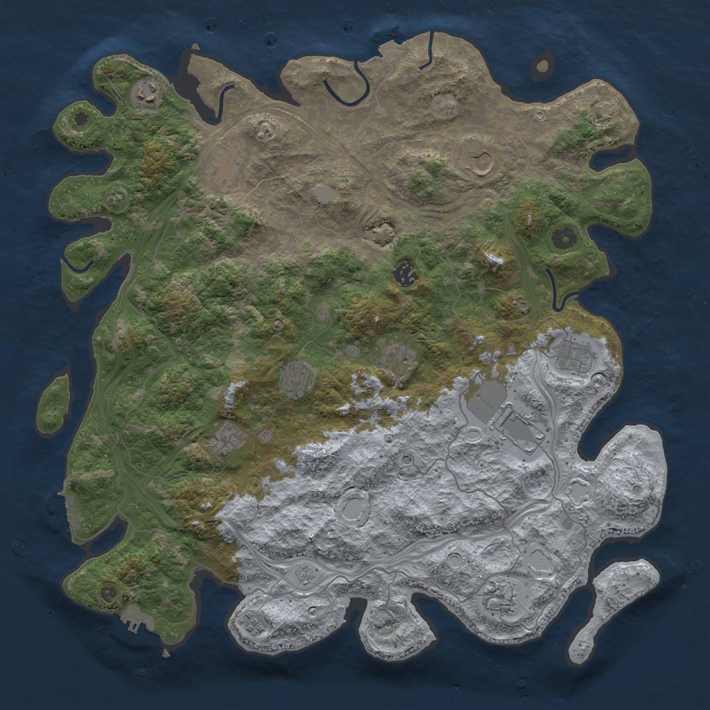 Rust Map: Procedural Map, Size: 4500, Seed: 2142182675, 19 Monuments