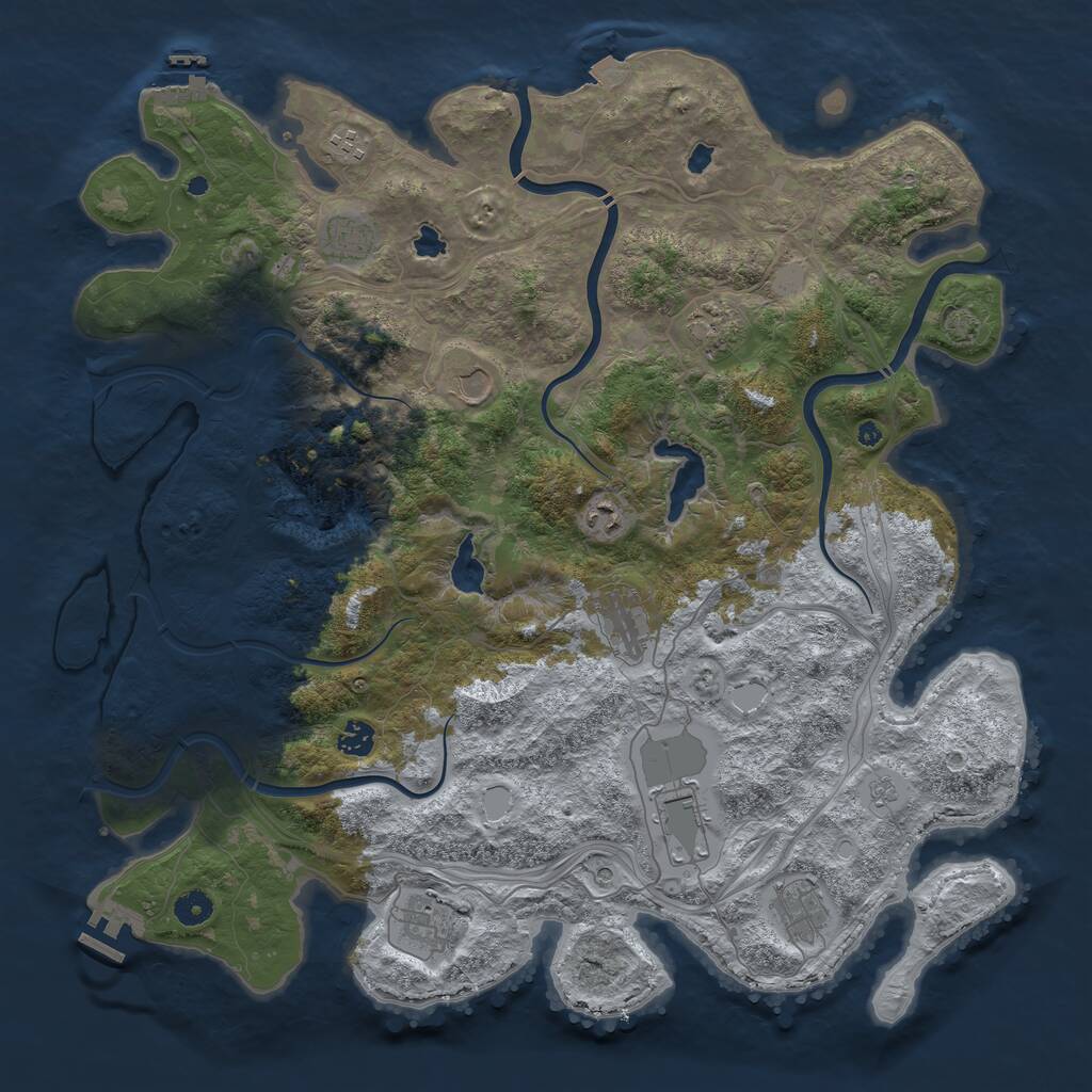 Rust Map: Procedural Map, Size: 4500, Seed: 2142182675, 16 Monuments