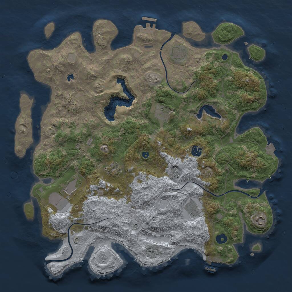 Rust Map: Procedural Map, Size: 4100, Seed: 42465, 14 Monuments