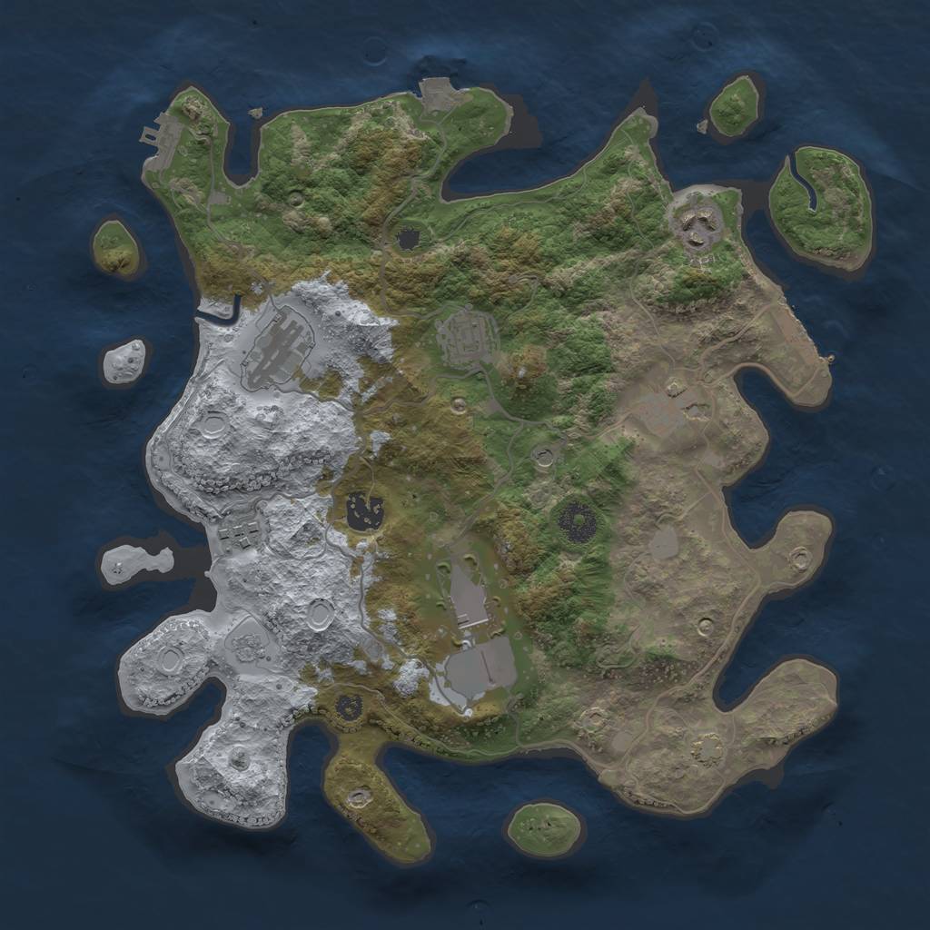 Rust Map: Procedural Map, Size: 3500, Seed: 614171207, 15 Monuments