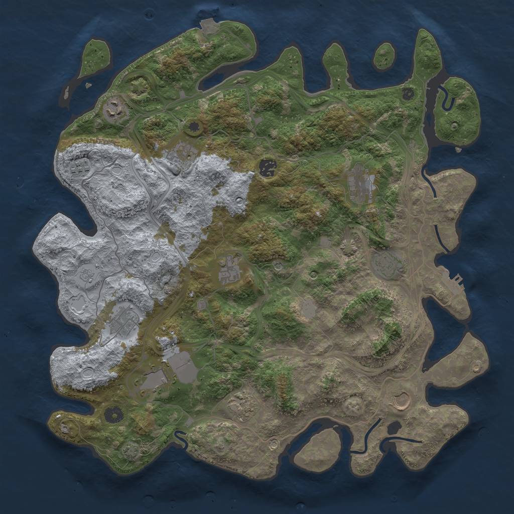 Rust Map: Procedural Map, Size: 4250, Seed: 372820012, 18 Monuments