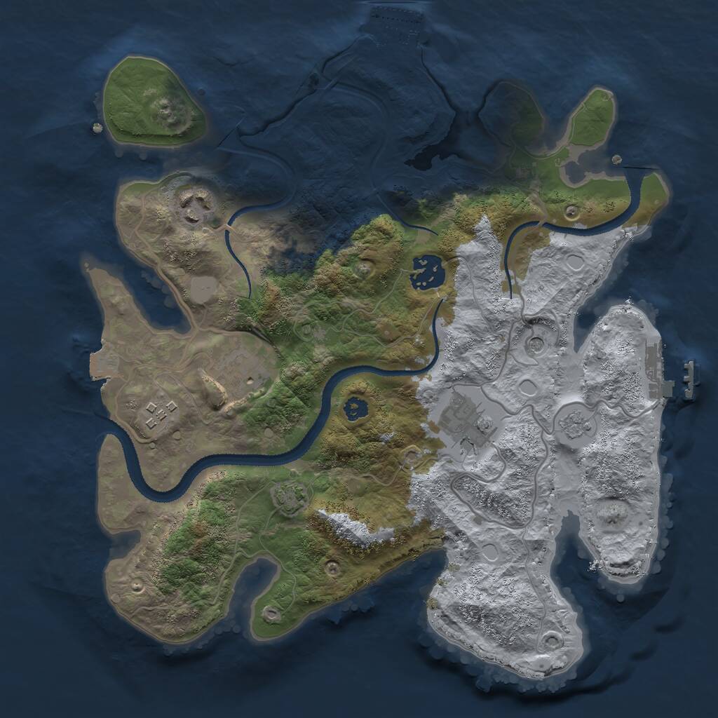Rust Map: Procedural Map, Size: 3000, Seed: 17623, 11 Monuments