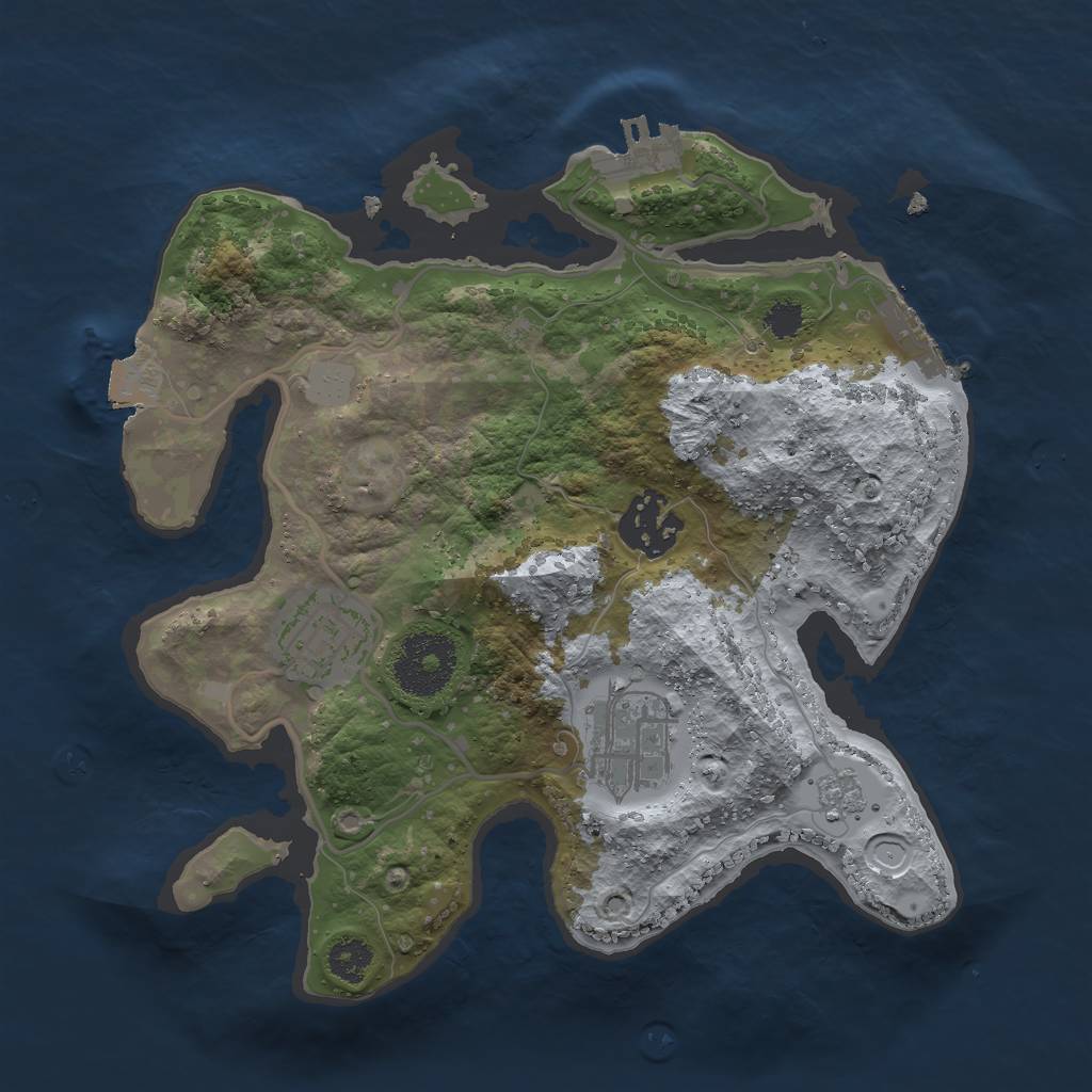 Rust Map: Procedural Map, Size: 2600, Seed: 1306508244, 9 Monuments