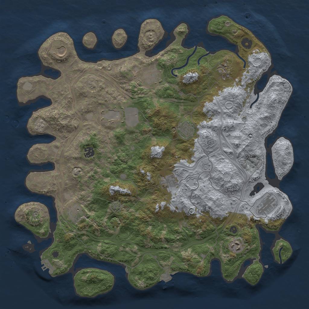 Rust Map: Procedural Map, Size: 4250, Seed: 1030120496, 18 Monuments