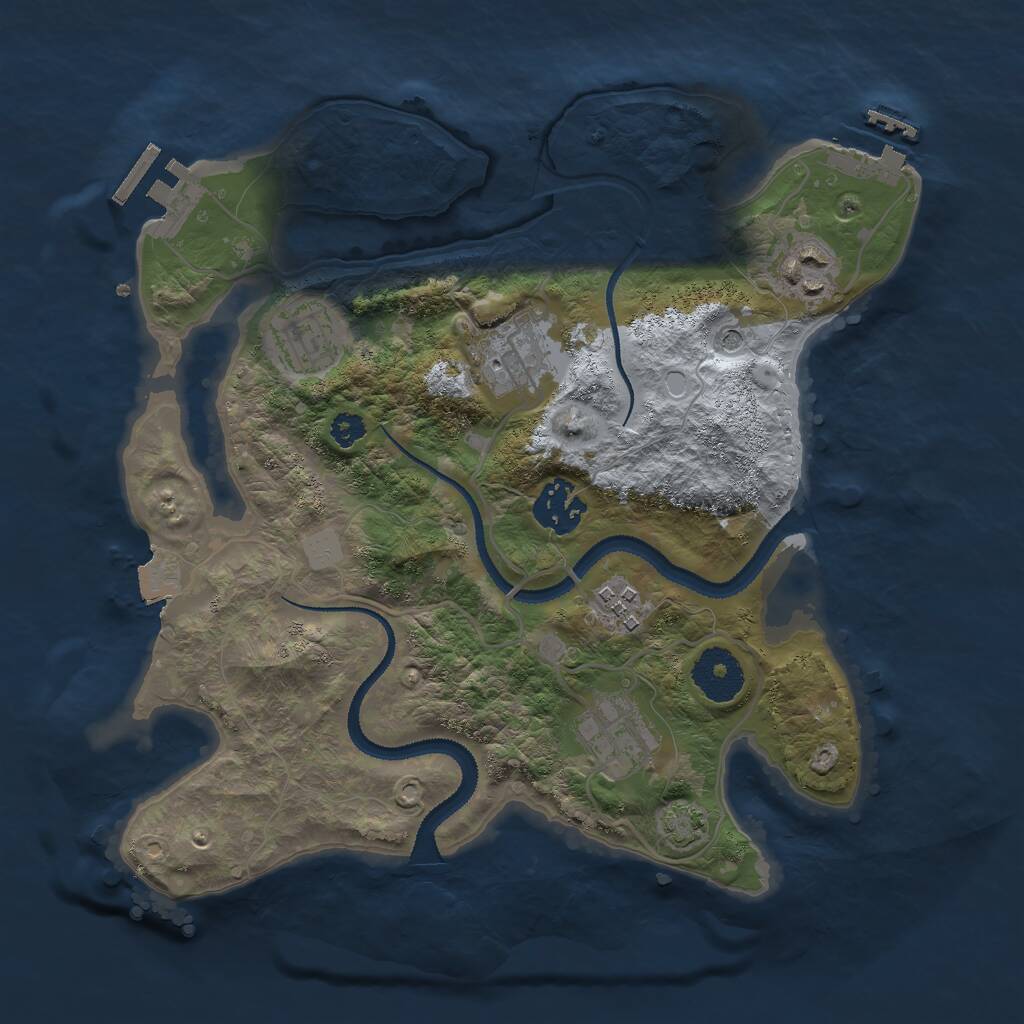 Rust Map: Procedural Map, Size: 3000, Seed: 1912244875, 11 Monuments