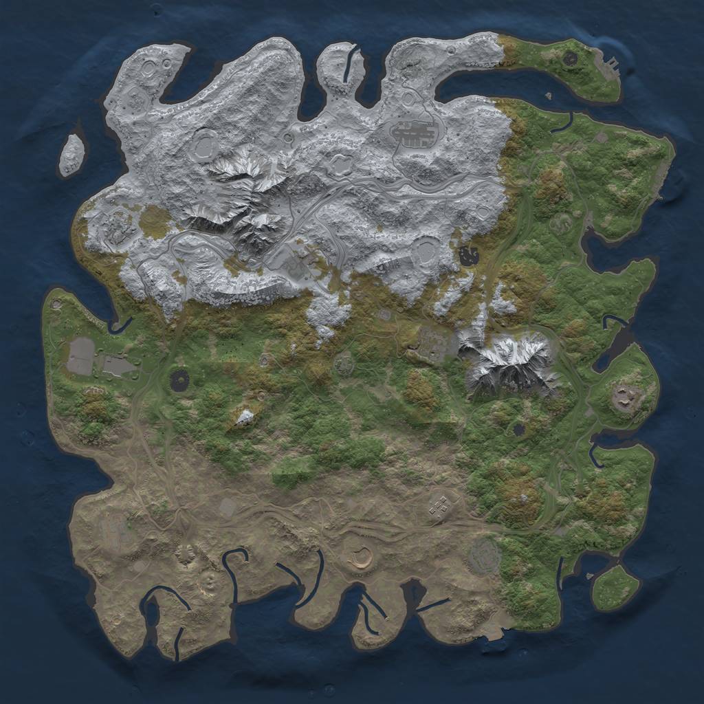 Rust Map: Procedural Map, Size: 5000, Seed: 975269436, 19 Monuments