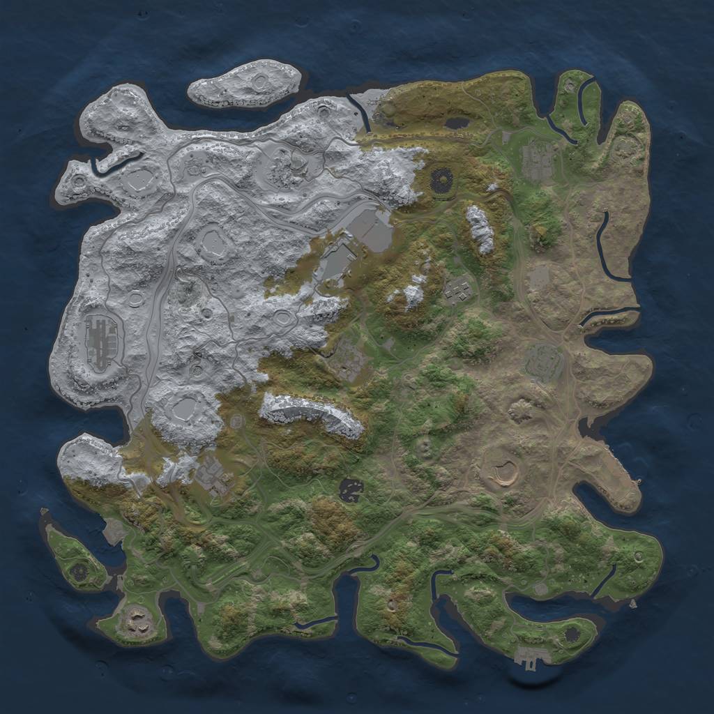 Rust Map: Procedural Map, Size: 4250, Seed: 605404857, 19 Monuments