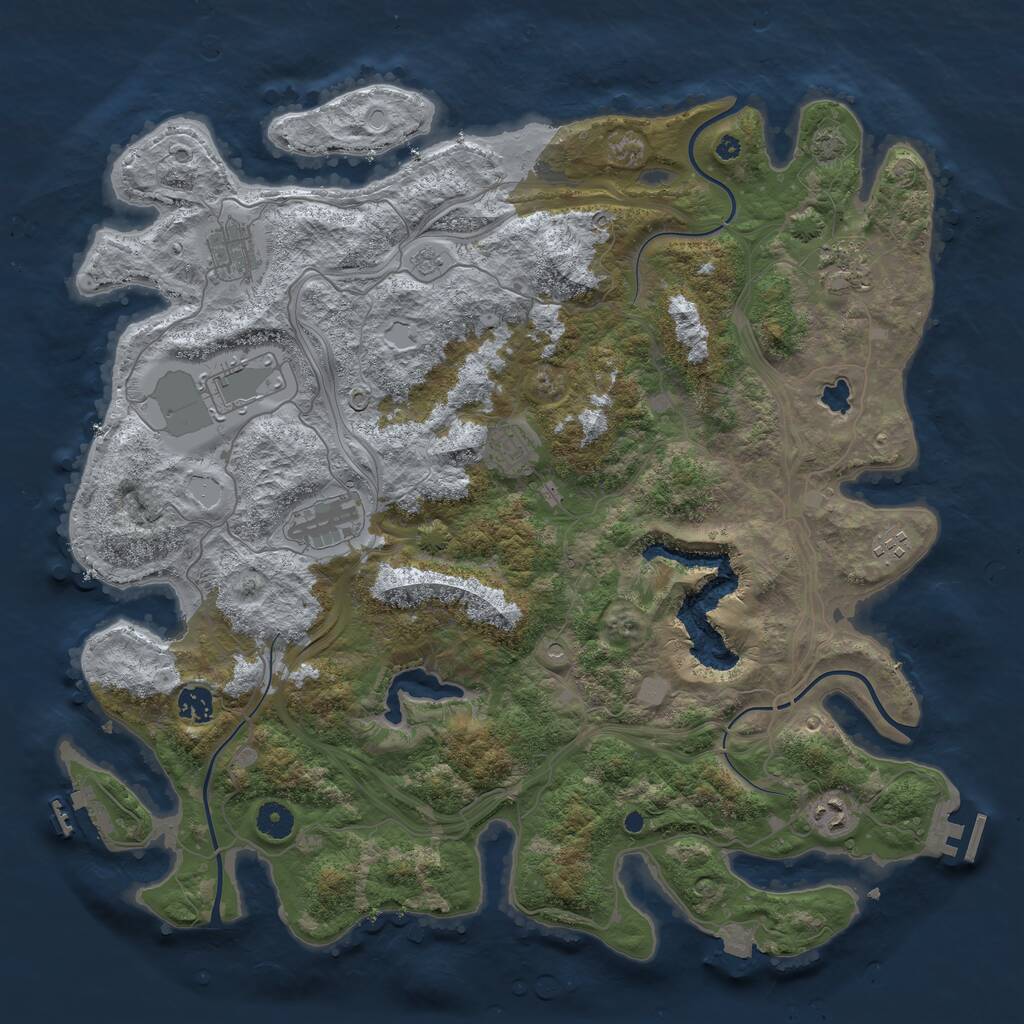 Rust Map: Procedural Map, Size: 4250, Seed: 605404857, 14 Monuments