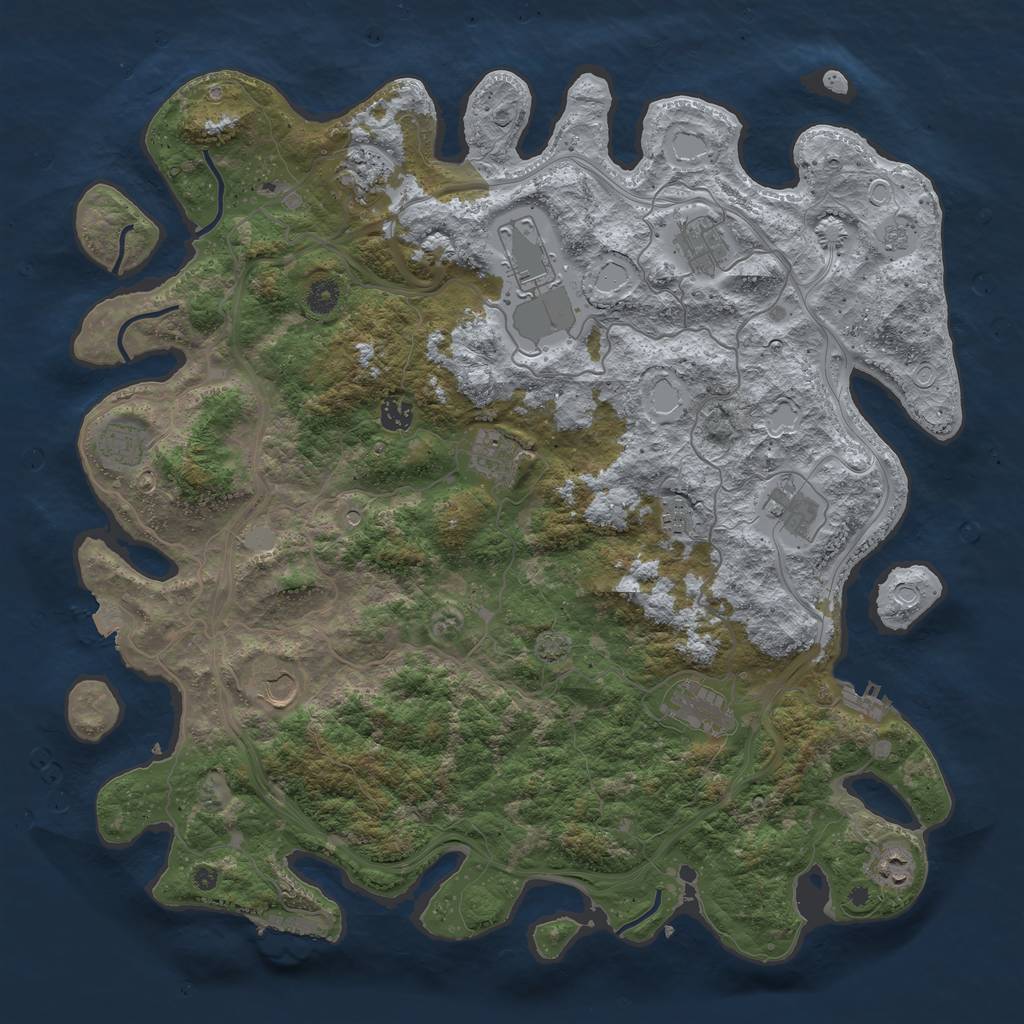 Rust Map: Procedural Map, Size: 4500, Seed: 1364956037, 19 Monuments