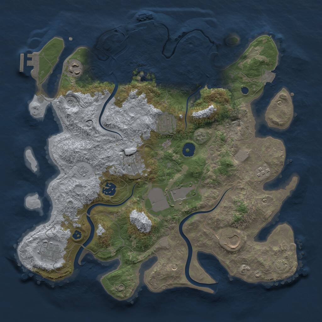 Rust Map: Procedural Map, Size: 3600, Seed: 196372893, 14 Monuments