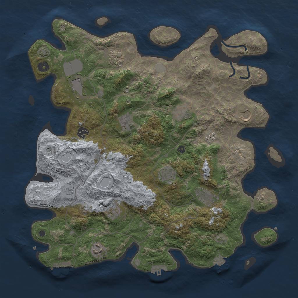 Rust Map: Procedural Map, Size: 4050, Seed: 1134171830, 19 Monuments