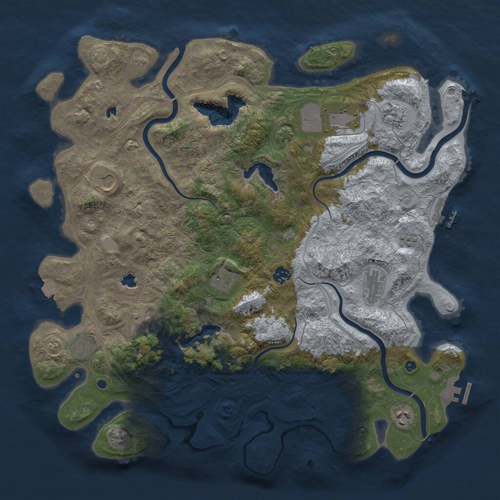 Rust Map: Procedural Map, Size: 4500, Seed: 707837290, 16 Monuments