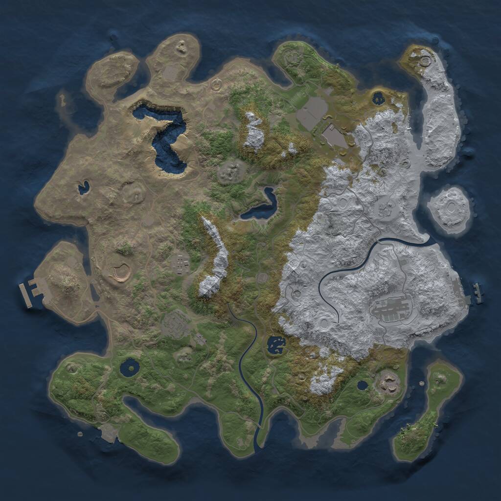 Rust Map: Procedural Map, Size: 4000, Seed: 1936202747, 13 Monuments
