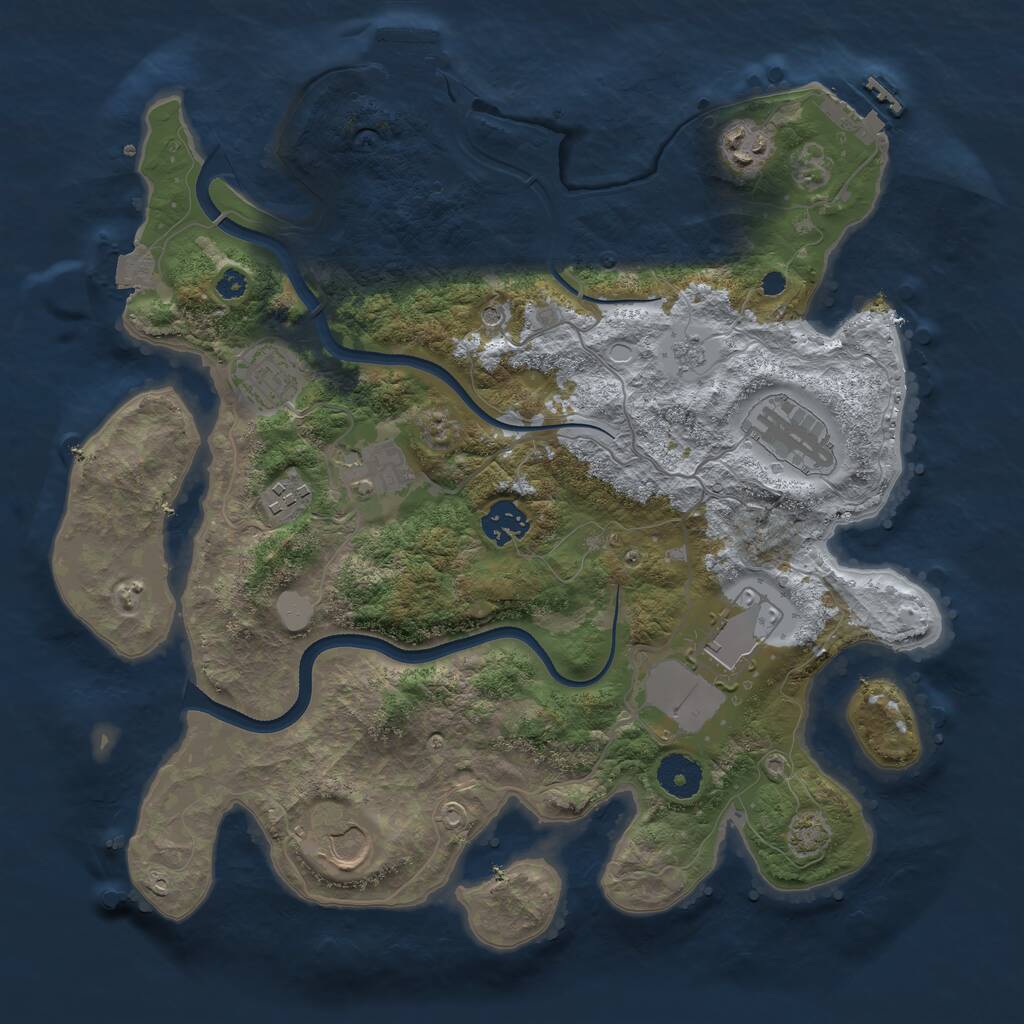Rust Map: Procedural Map, Size: 3500, Seed: 606341666, 14 Monuments