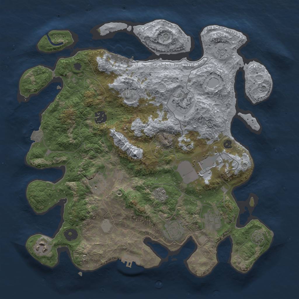 Rust Map: Procedural Map, Size: 3500, Seed: 998049637, 16 Monuments