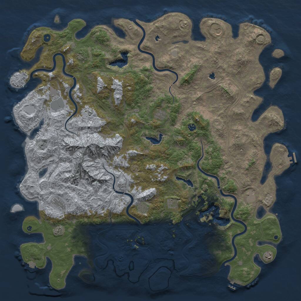 Rust Map: Procedural Map, Size: 6000, Seed: 91113197, 17 Monuments