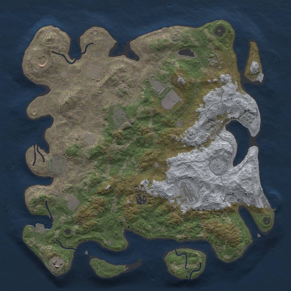 Rust Map: Procedural Map, Size: 4000, Seed: 71552540, 18 Monuments