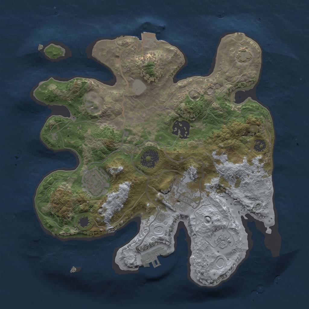 Rust Map: Procedural Map, Size: 2500, Seed: 175973722, 9 Monuments