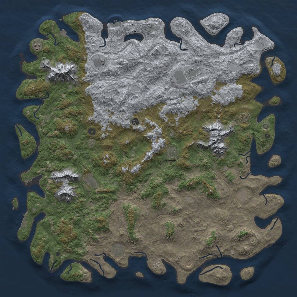 Rust Map: Procedural Map, Size: 6000, Seed: 974321, 19 Monuments