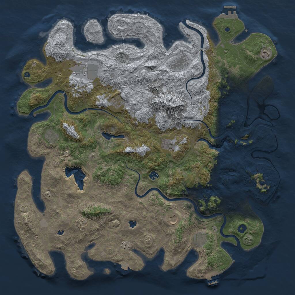 Rust Map: Procedural Map, Size: 5000, Seed: 64485589, 17 Monuments