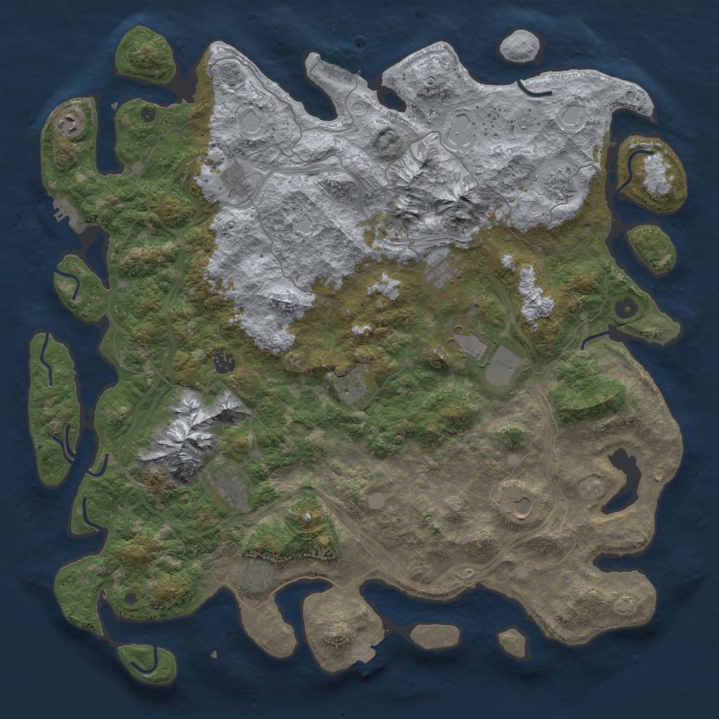 Rust Map: Procedural Map, Size: 5000, Seed: 338410124, 19 Monuments