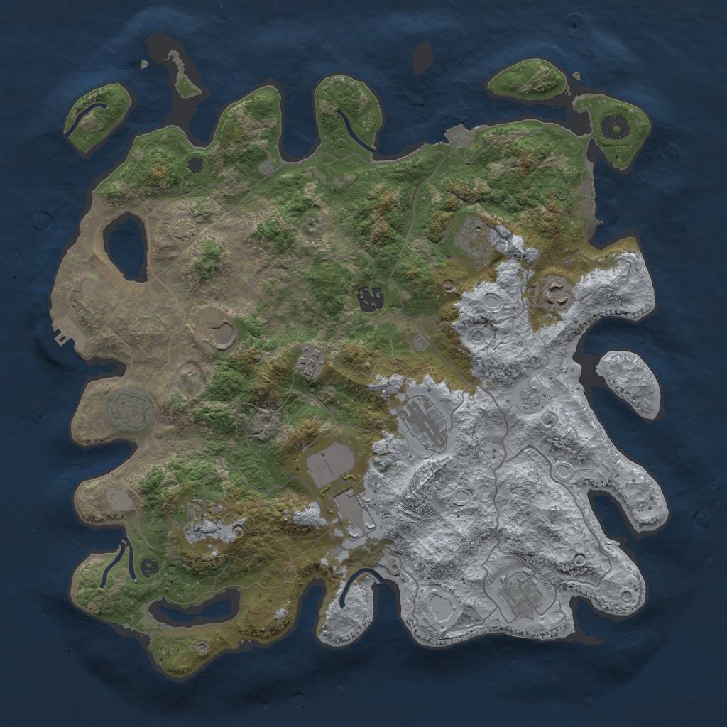 Rust Map: Procedural Map, Size: 4000, Seed: 1369515172, 18 Monuments