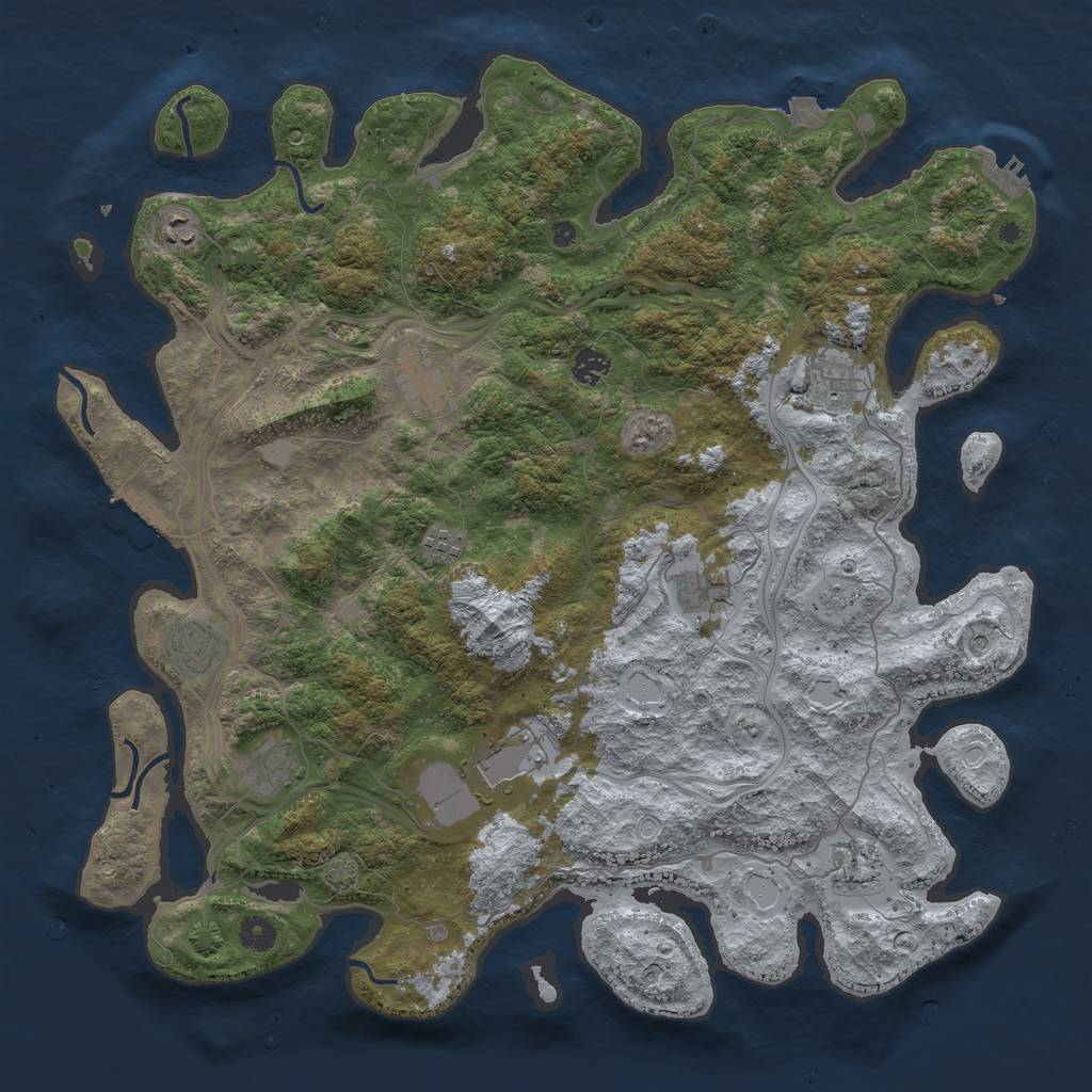 Rust Map: Procedural Map, Size: 4500, Seed: 247149413, 18 Monuments
