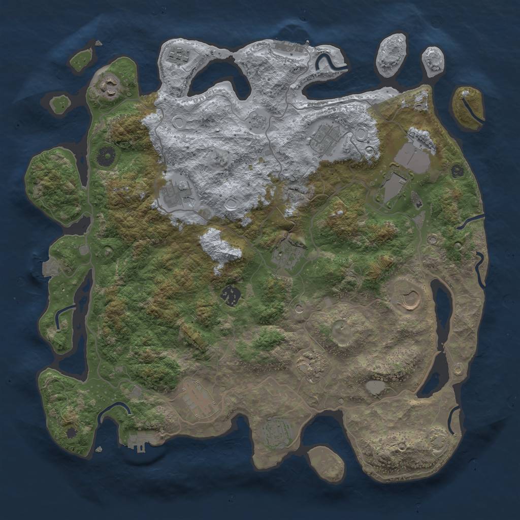 Rust Map: Procedural Map, Size: 4000, Seed: 708652867, 19 Monuments