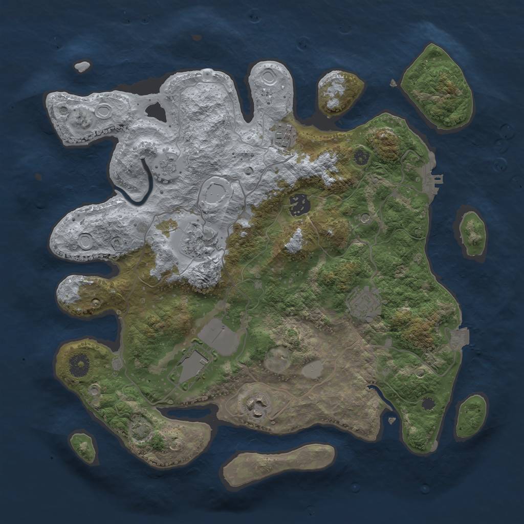 Rust Map: Procedural Map, Size: 3500, Seed: 205687473, 13 Monuments