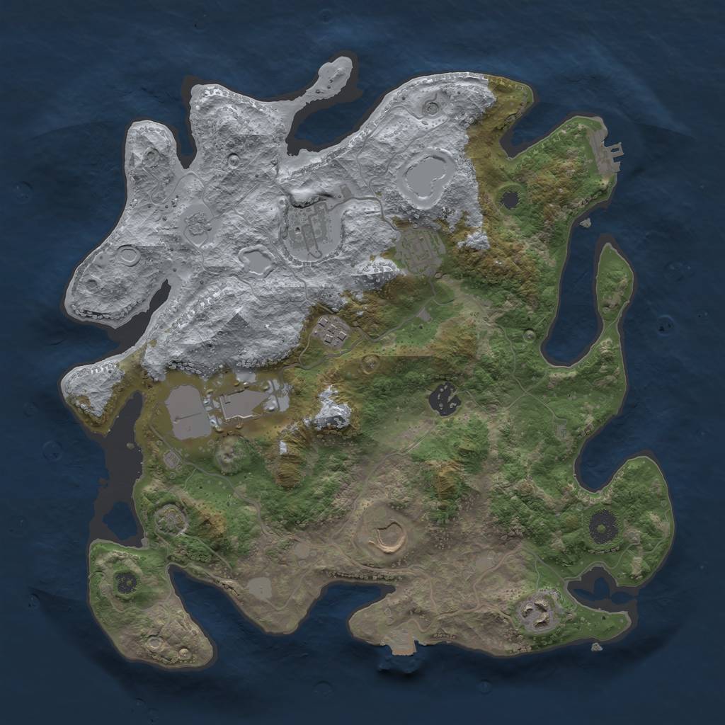 Rust Map: Procedural Map, Size: 3500, Seed: 2349860, 14 Monuments