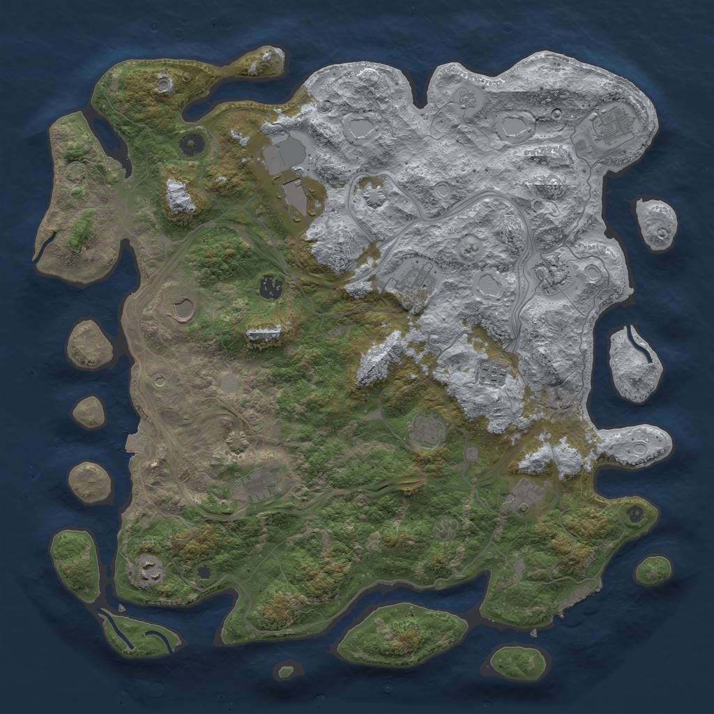 Rust Map: Procedural Map, Size: 4500, Seed: 2137691337, 18 Monuments