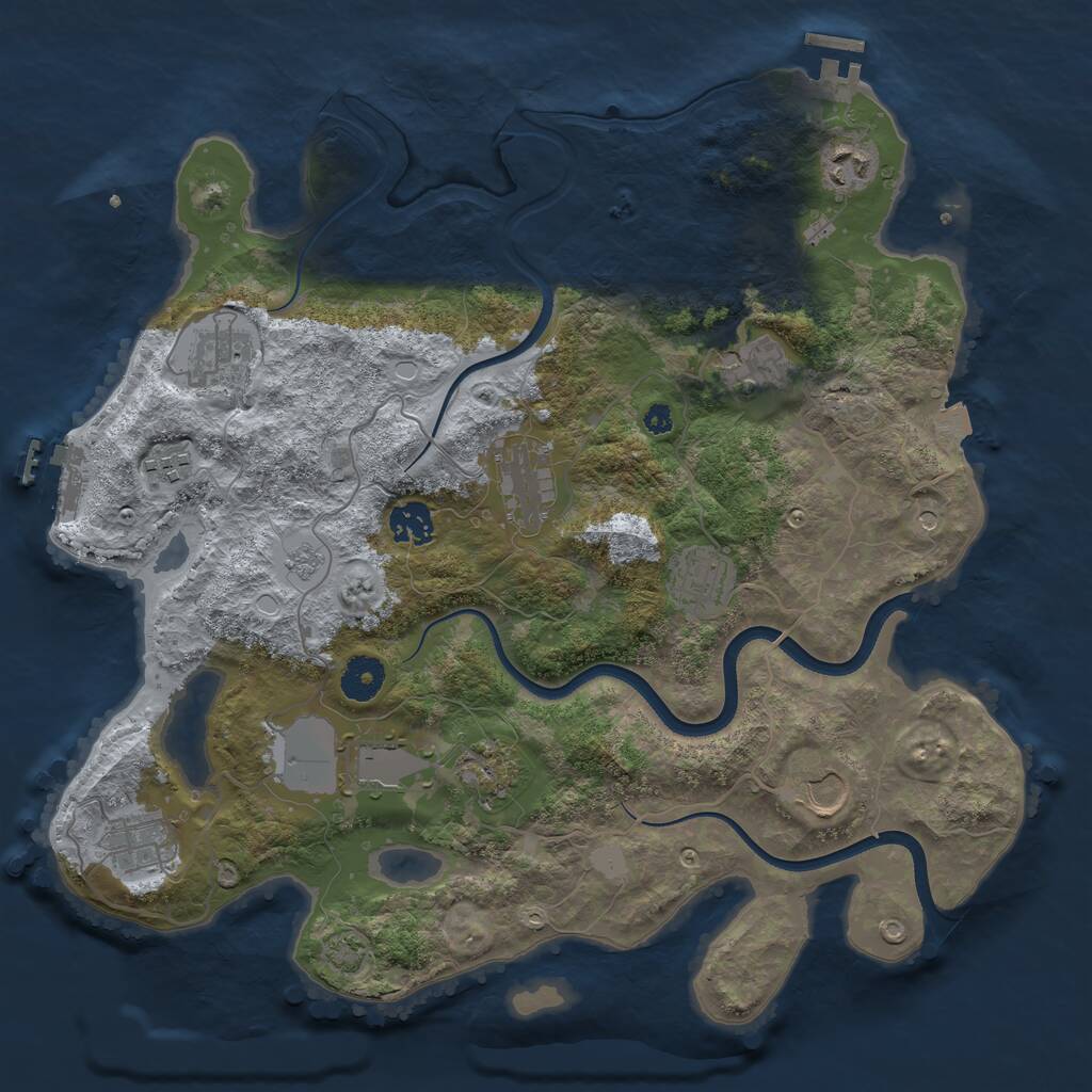 Rust Map: Procedural Map, Size: 3700, Seed: 1971857563, 17 Monuments
