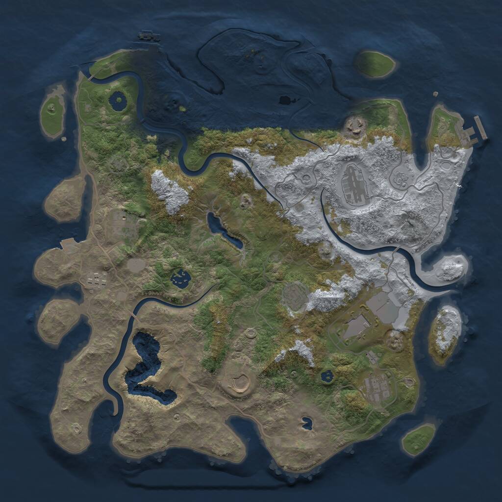Rust Map: Procedural Map, Size: 4050, Seed: 2061291438, 15 Monuments