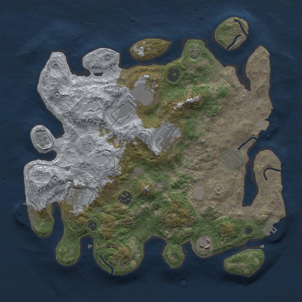 Rust Map: Procedural Map, Size: 3500, Seed: 1914668619, 15 Monuments