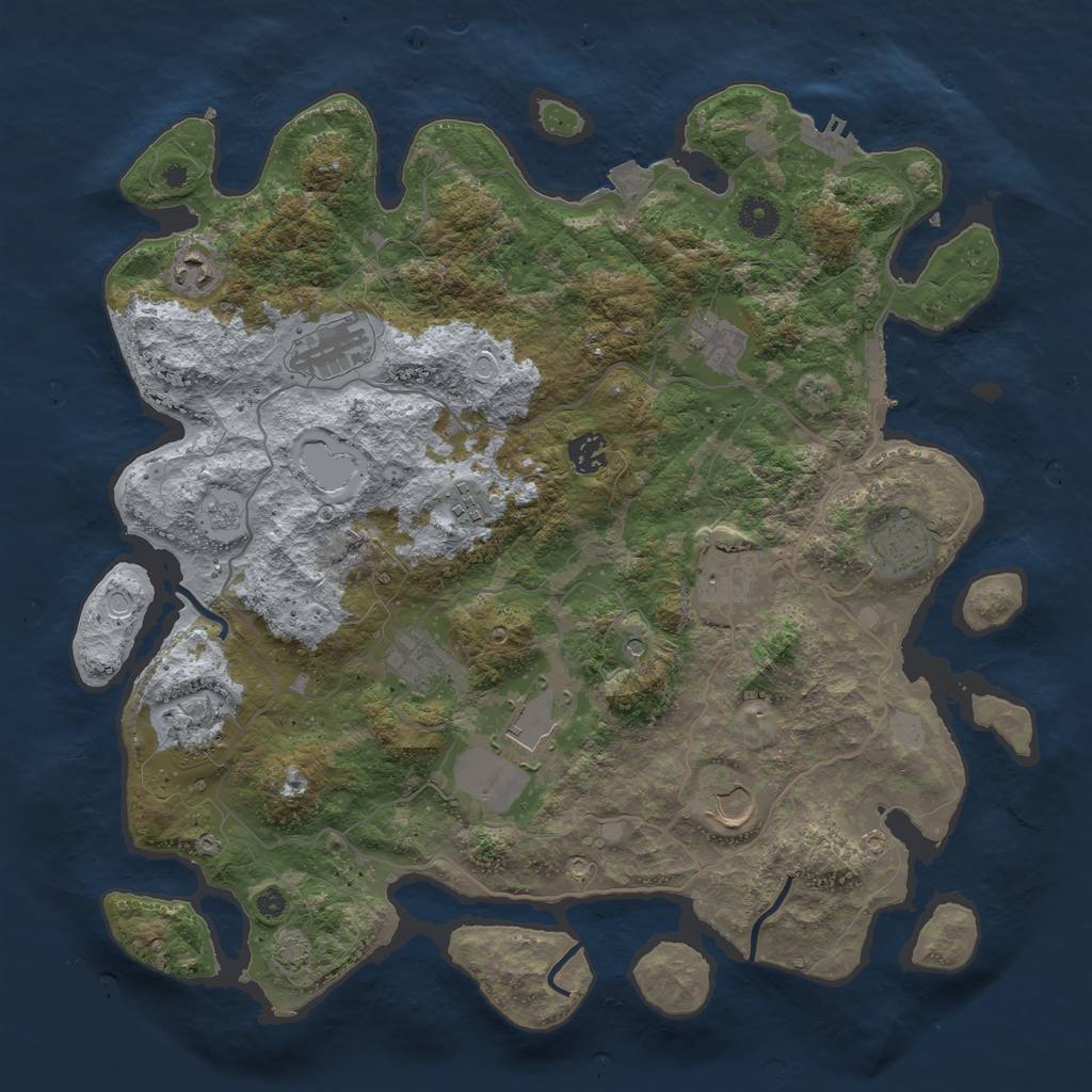Rust Map: Procedural Map, Size: 4000, Seed: 748276746, 19 Monuments