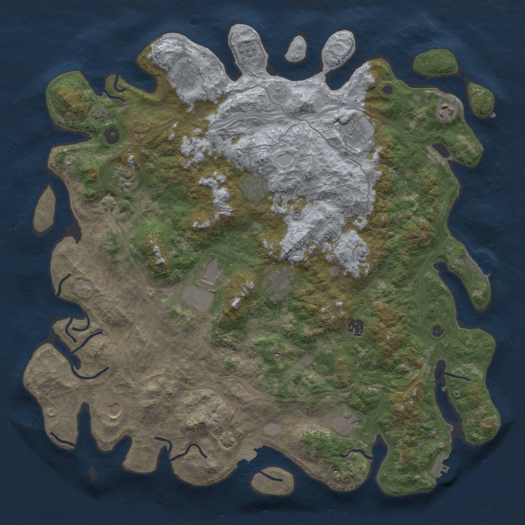 Rust Map: Procedural Map, Size: 4800, Seed: 1394373581, 19 Monuments