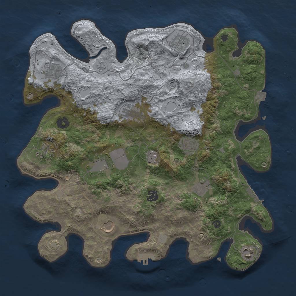 Rust Map: Procedural Map, Size: 3700, Seed: 723622347, 19 Monuments