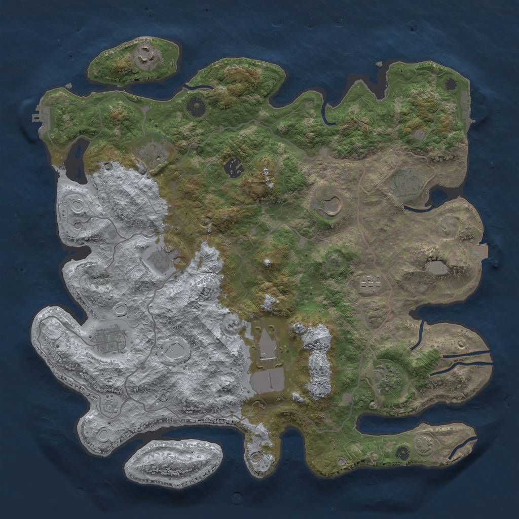 Rust Map: Procedural Map, Size: 4000, Seed: 977365826, 18 Monuments