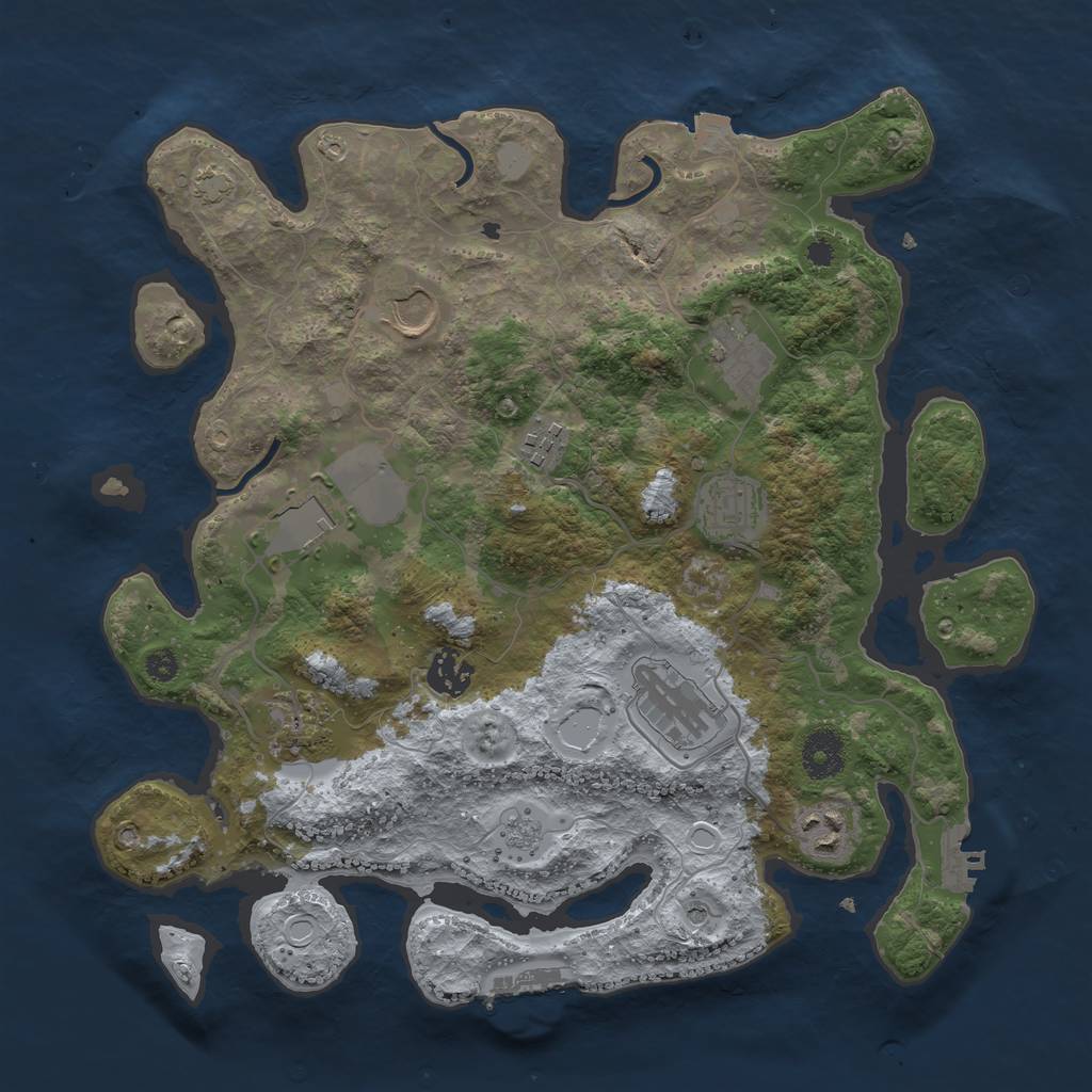 Rust Map: Procedural Map, Size: 3500, Seed: 12446224, 17 Monuments