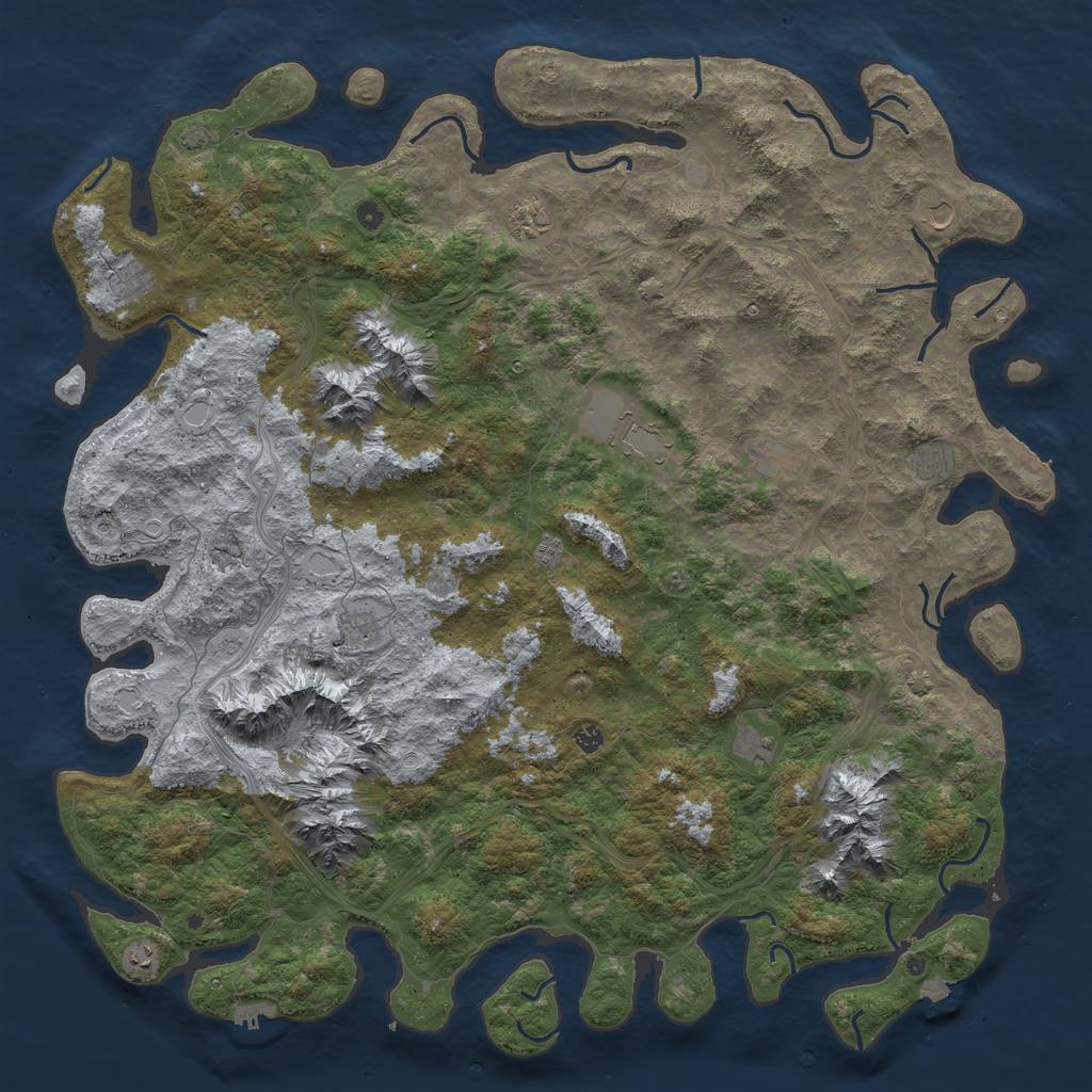 Rust Map: Procedural Map, Size: 6000, Seed: 1233755993, 19 Monuments