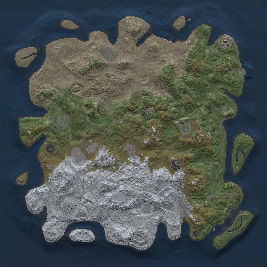 Rust Map: Procedural Map, Size: 4500, Seed: 158, 18 Monuments