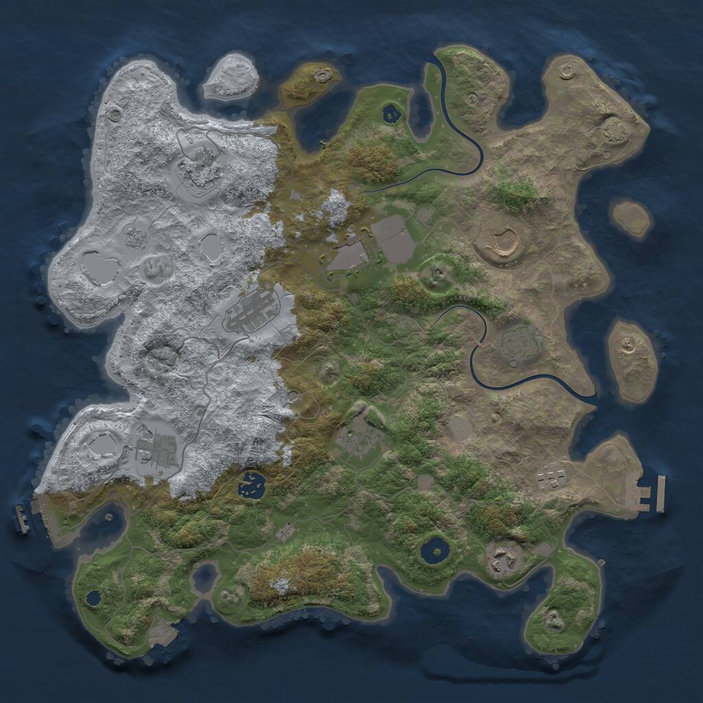 Rust Map: Procedural Map, Size: 3850, Seed: 1827187767, 16 Monuments