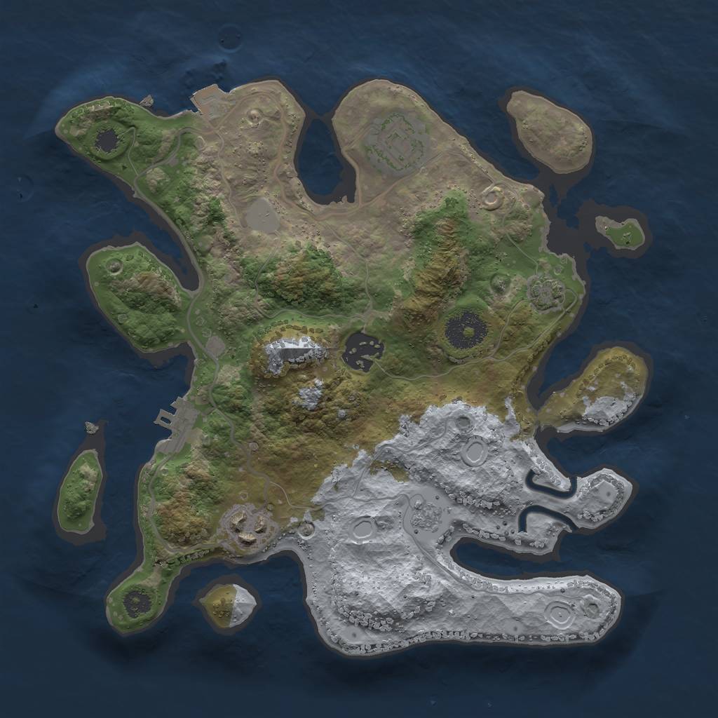 Rust Map: Procedural Map, Size: 2750, Seed: 1982652137, 9 Monuments