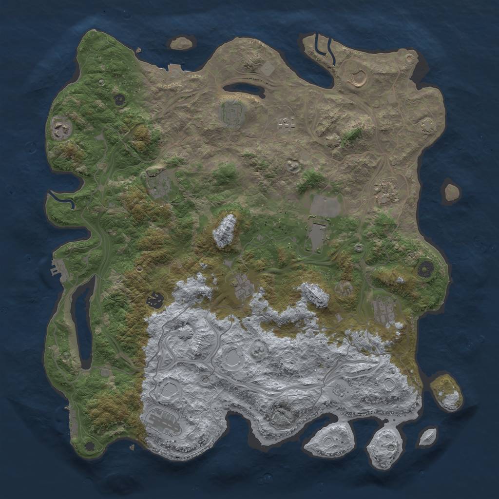 Rust Map: Procedural Map, Size: 4500, Seed: 24622521, 19 Monuments