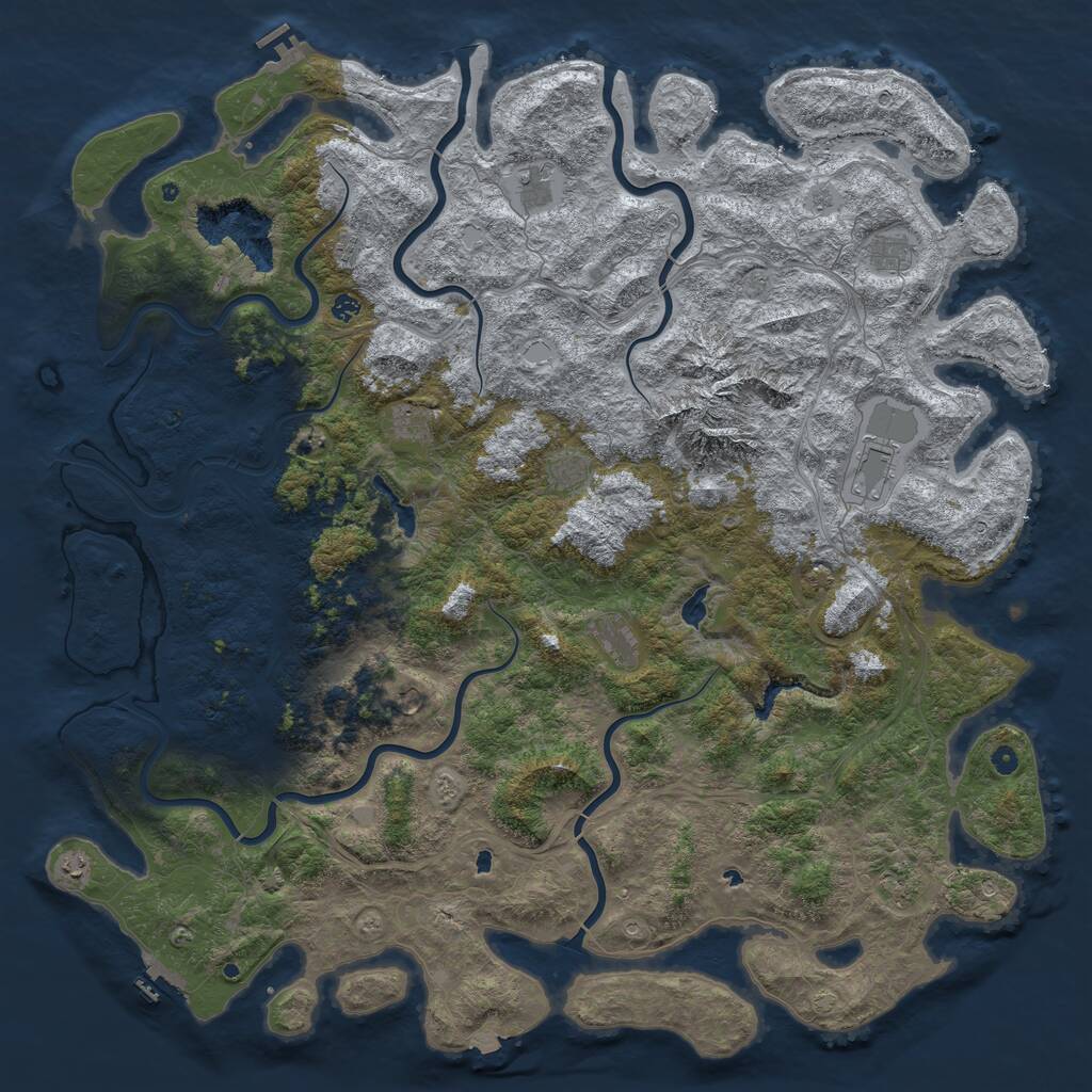 Rust Map: Procedural Map, Size: 6000, Seed: 126710479, 17 Monuments
