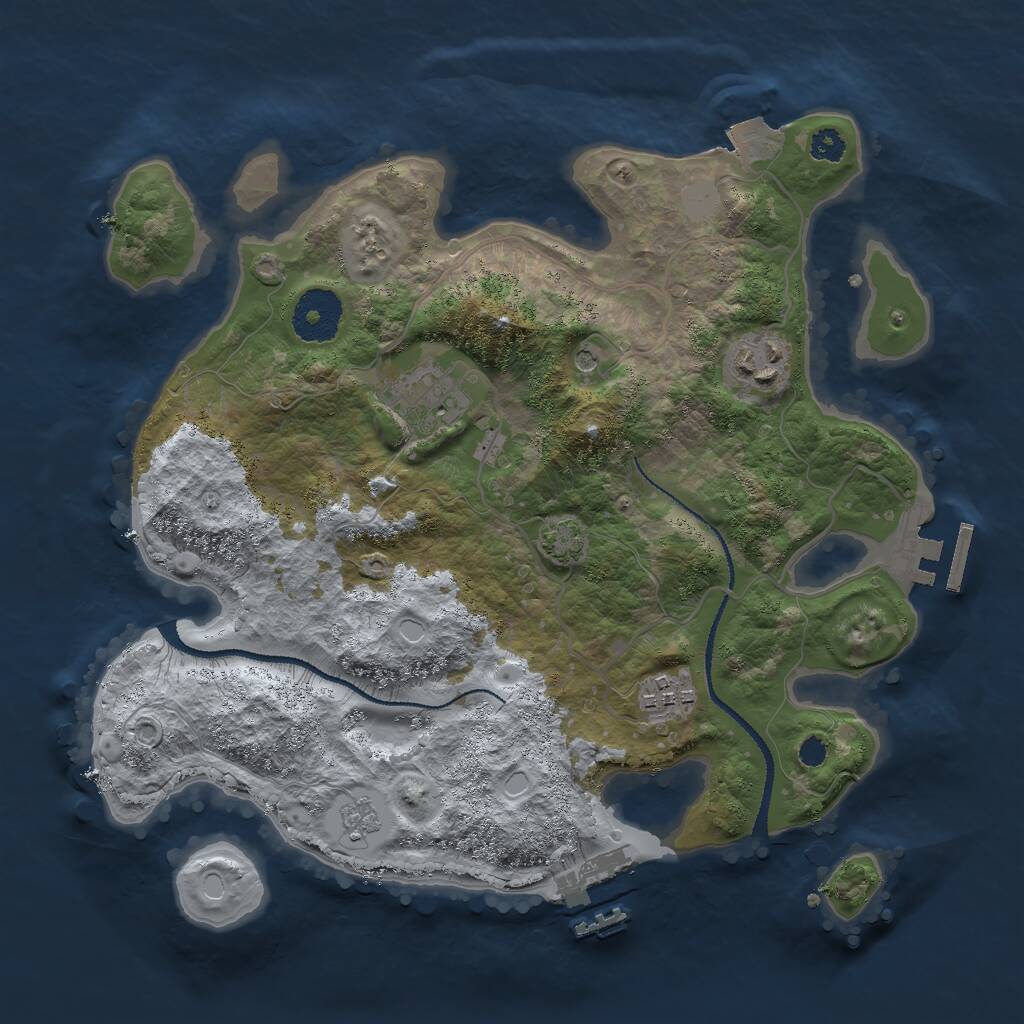 Rust Map: Procedural Map, Size: 3000, Seed: 1819728435, 9 Monuments