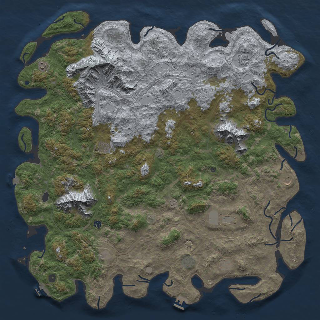 Rust Map: Procedural Map, Size: 6000, Seed: 5784, 19 Monuments