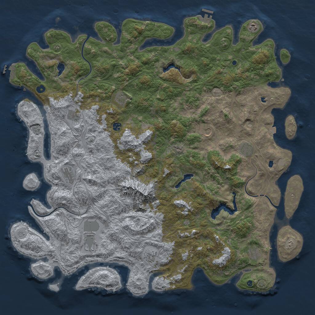 Rust Map: Procedural Map, Size: 5555, Seed: 289590294, 17 Monuments