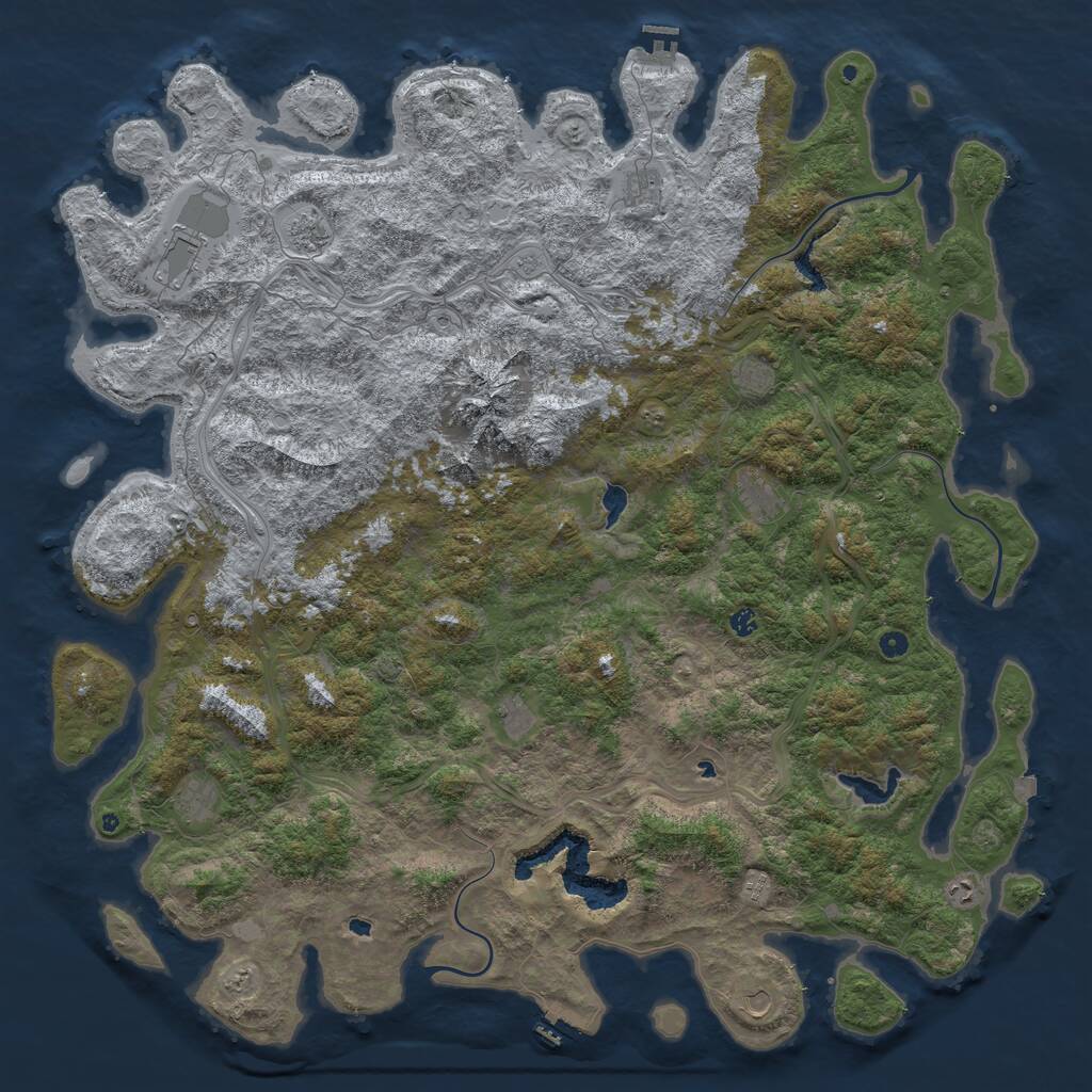 Rust Map: Procedural Map, Size: 6000, Seed: 1069836903, 17 Monuments