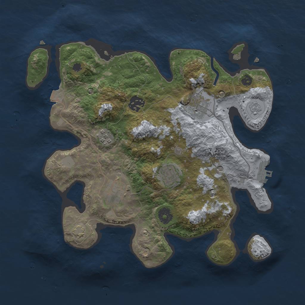 Rust Map: Procedural Map, Size: 3000, Seed: 244507139, 12 Monuments